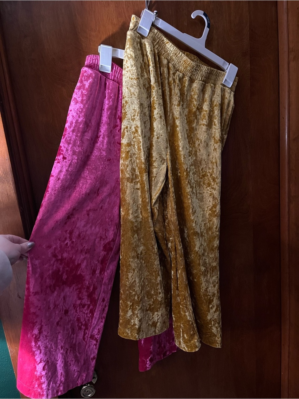 Cat & Jack Velvet Wide-Leg Pants — Gold and Hot Pink